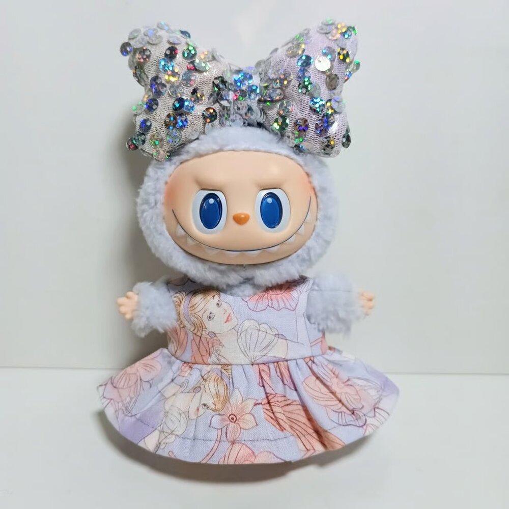 Disney Princess Cinderella Dress with Matching Sequin Bow Labubu Outfit
